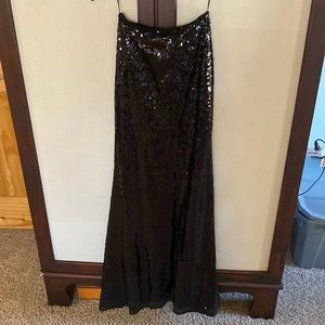 Black Sequin Long Skirt